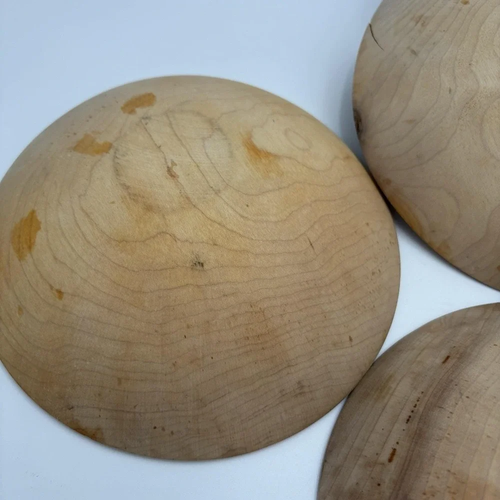 Handcarved Spalted Wooden Bowls‎ Oval Salad Set Of 4 Handcrafted MCM 7x8
